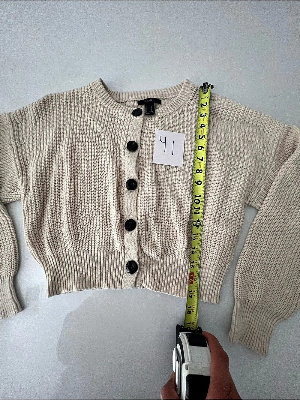 Forever 21 Ribbed Button-Front Cardigan Beige Large Like New
